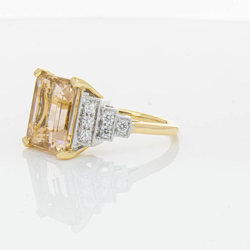 18ct Yellow Gold Morganite & Diamond Maya Ring-Ring-Walker & Hall