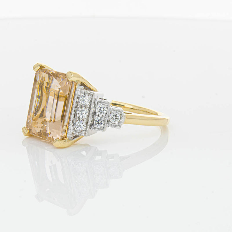 18ct Yellow Gold Morganite & Diamond Maya Ring-Ring-Walker & Hall