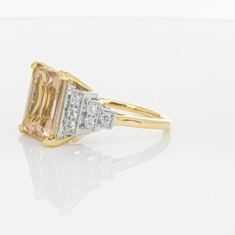 18ct Yellow Gold Morganite & Diamond Maya Ring-Ring-Walker & Hall