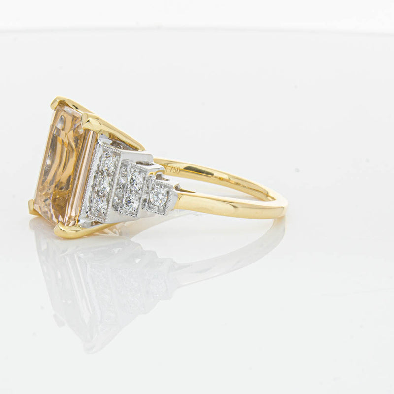 18ct Yellow Gold Morganite & Diamond Maya Ring-Ring-Walker & Hall