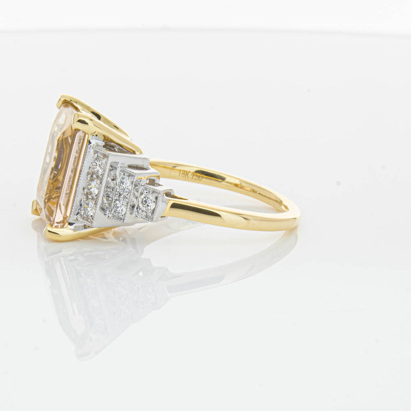 18ct Yellow Gold Morganite & Diamond Maya Ring-Ring-Walker & Hall
