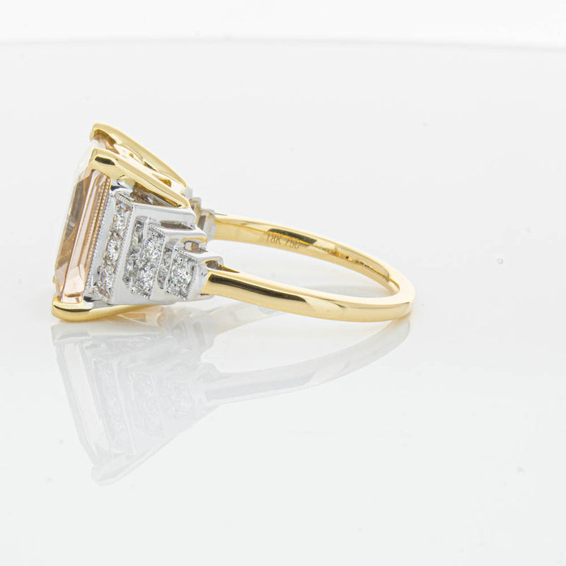 18ct Yellow Gold Morganite & Diamond Maya Ring-Ring-Walker & Hall