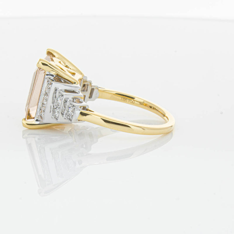 18ct Yellow Gold Morganite & Diamond Maya Ring-Ring-Walker & Hall