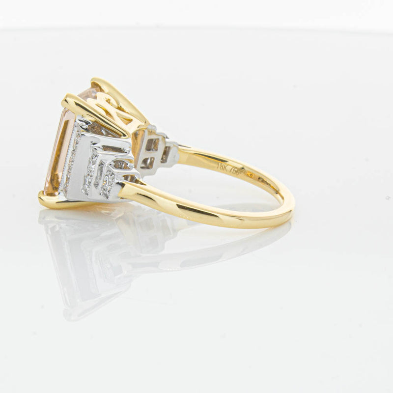 18ct Yellow Gold Morganite & Diamond Maya Ring-Ring-Walker & Hall