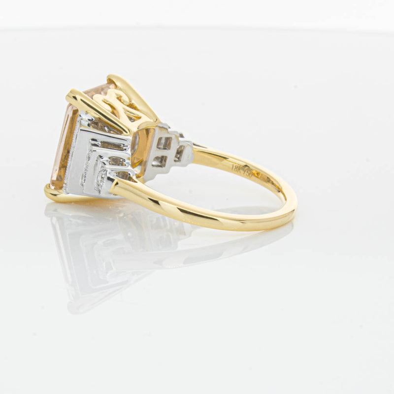 18ct Yellow Gold Morganite & Diamond Maya Ring-Ring-Walker & Hall