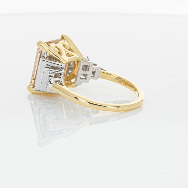 18ct Yellow Gold Morganite & Diamond Maya Ring-Ring-Walker & Hall