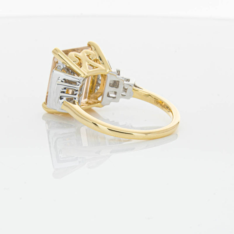 18ct Yellow Gold Morganite & Diamond Maya Ring-Ring-Walker & Hall