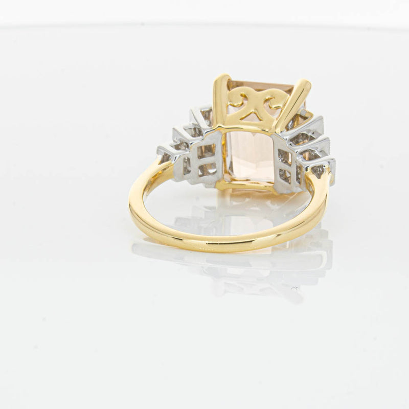 18ct Yellow Gold Morganite & Diamond Maya Ring-Ring-Walker & Hall