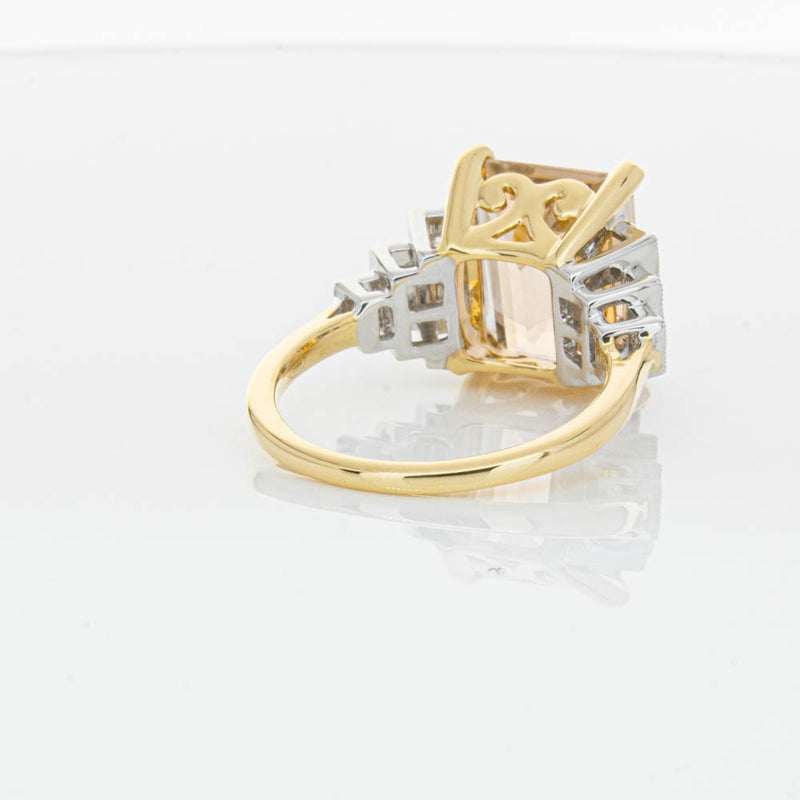 18ct Yellow Gold Morganite & Diamond Maya Ring-Ring-Walker & Hall