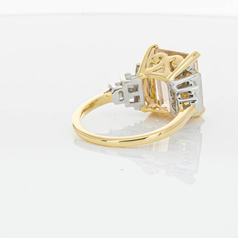 18ct Yellow Gold Morganite & Diamond Maya Ring-Ring-Walker & Hall