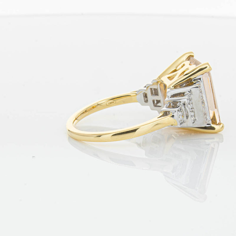 18ct Yellow Gold Morganite & Diamond Maya Ring-Ring-Walker & Hall