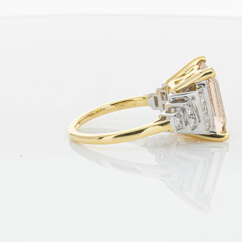 18ct Yellow Gold Morganite & Diamond Maya Ring-Ring-Walker & Hall