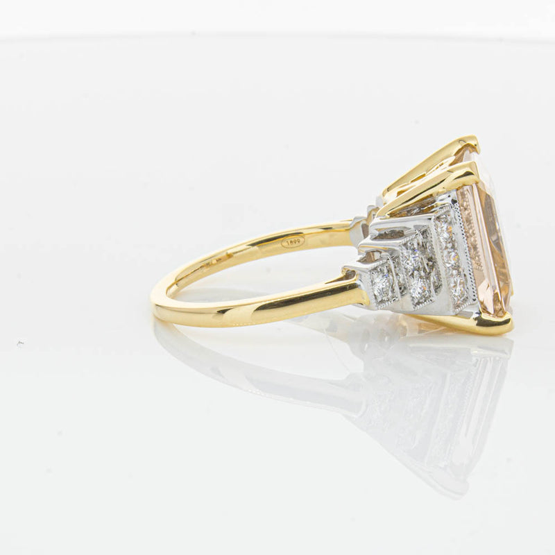 18ct Yellow Gold Morganite & Diamond Maya Ring-Ring-Walker & Hall