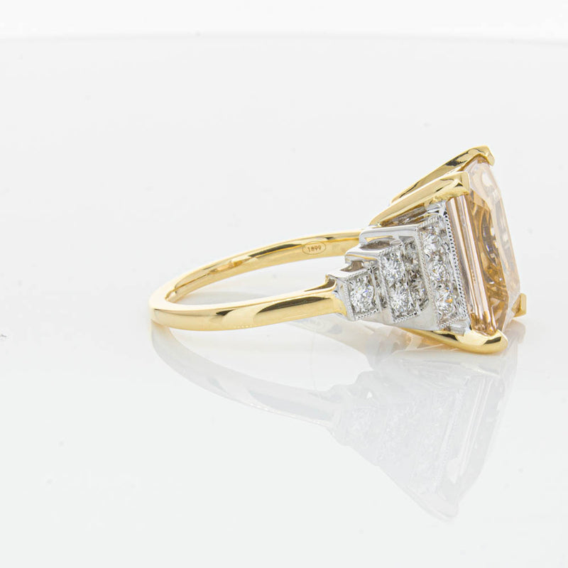 18ct Yellow Gold Morganite & Diamond Maya Ring-Ring-Walker & Hall