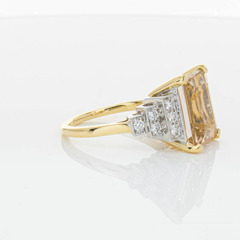 18ct Yellow Gold Morganite & Diamond Maya Ring-Ring-Walker & Hall