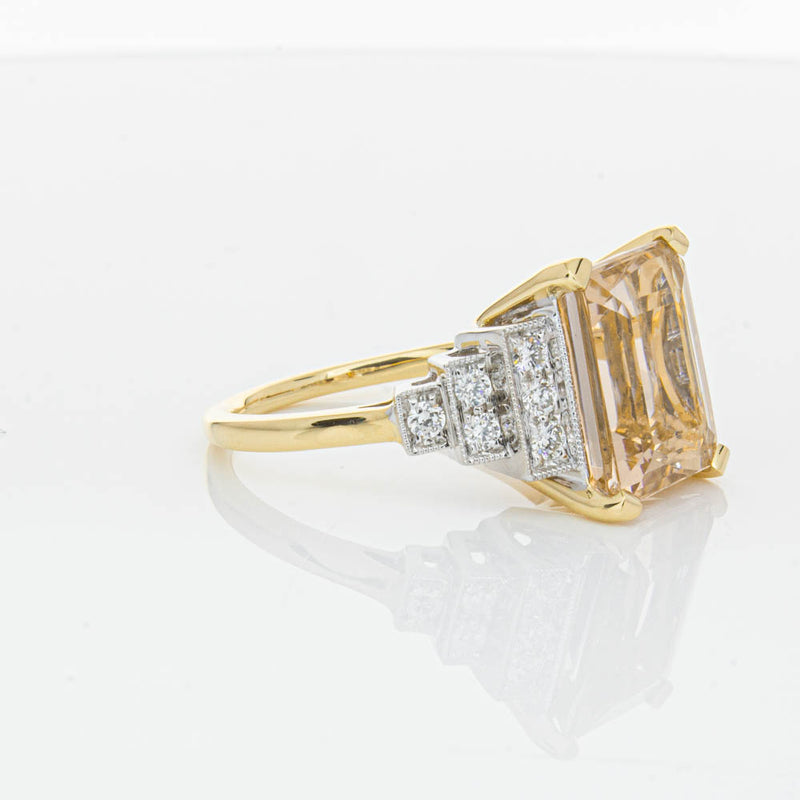 18ct Yellow Gold Morganite & Diamond Maya Ring-Ring-Walker & Hall