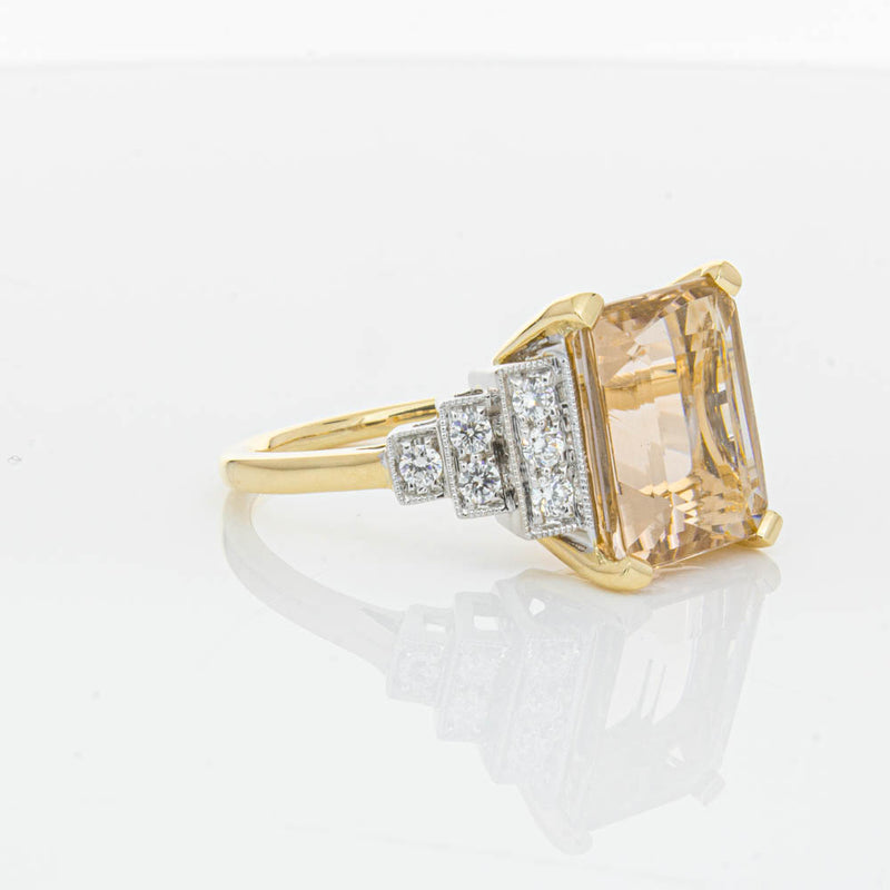18ct Yellow Gold Morganite & Diamond Maya Ring-Ring-Walker & Hall