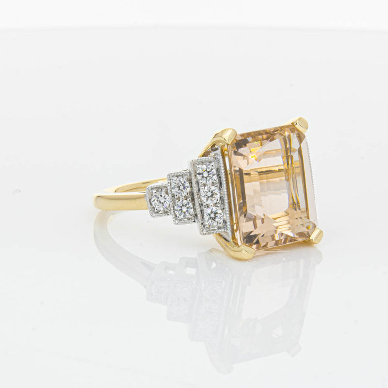 18ct Yellow Gold Morganite & Diamond Maya Ring-Ring-Walker & Hall