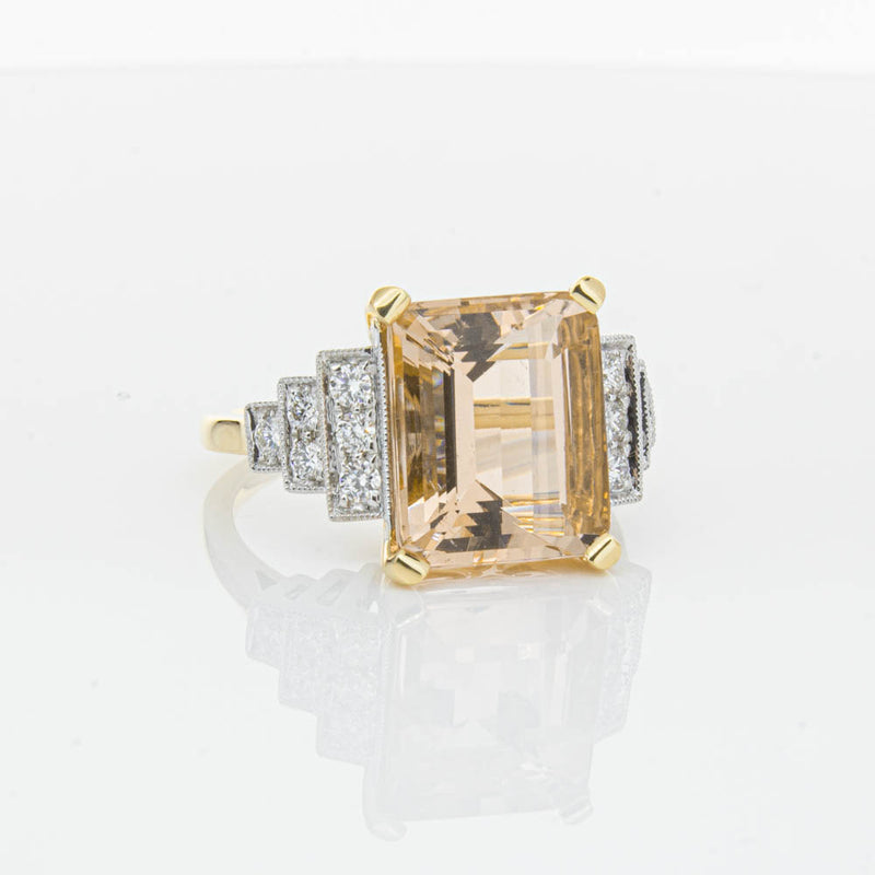 18ct Yellow Gold Morganite & Diamond Maya Ring-Ring-Walker & Hall