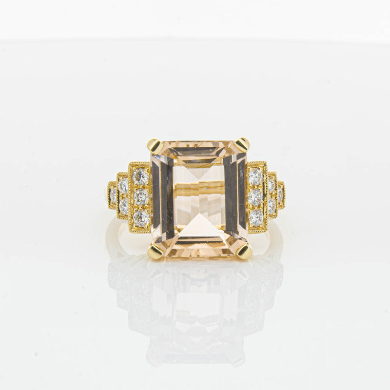 18ct Yellow Gold Morganite & Diamond Maya Ring-Ring-Walker & Hall