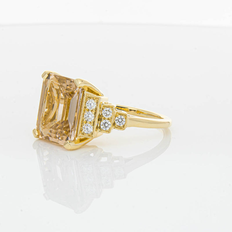 18ct Yellow Gold Morganite & Diamond Maya Ring-Ring-Walker & Hall