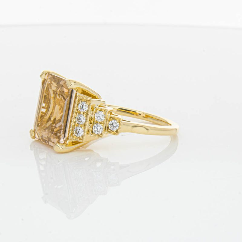 18ct Yellow Gold Morganite & Diamond Maya Ring-Ring-Walker & Hall