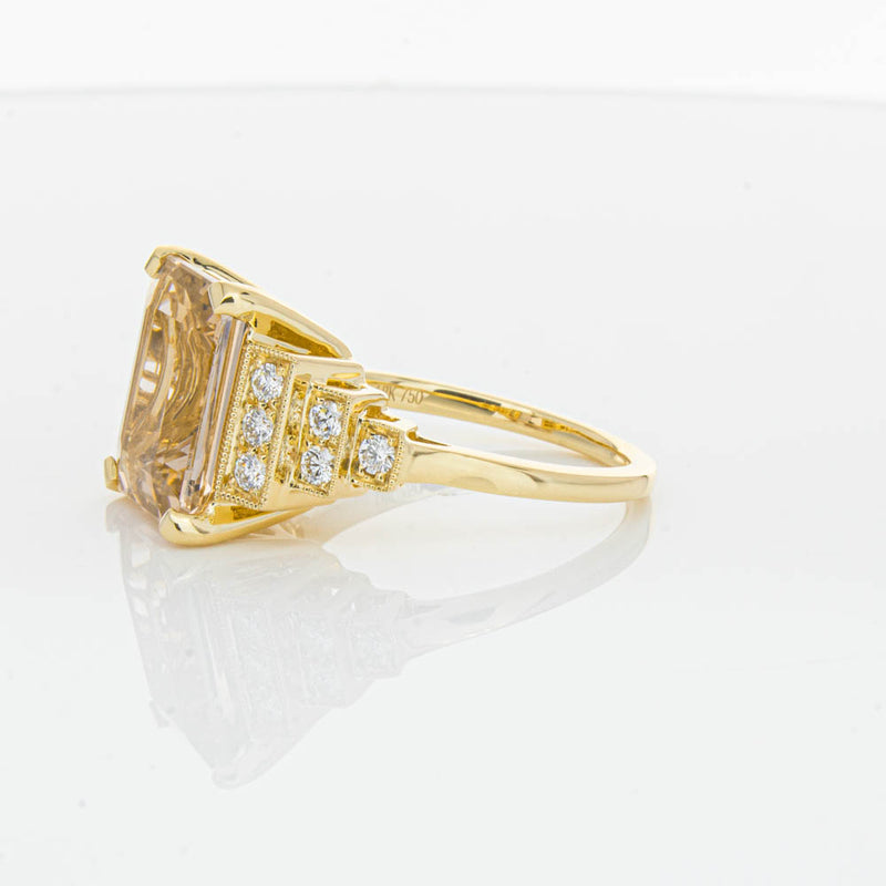 18ct Yellow Gold Morganite & Diamond Maya Ring-Ring-Walker & Hall