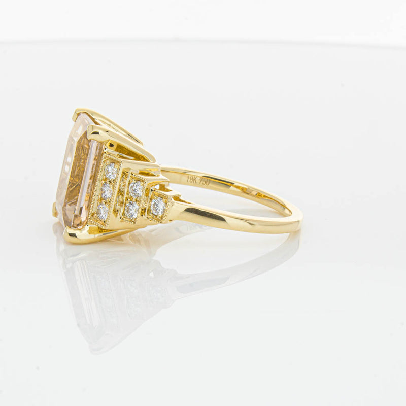 18ct Yellow Gold Morganite & Diamond Maya Ring-Ring-Walker & Hall