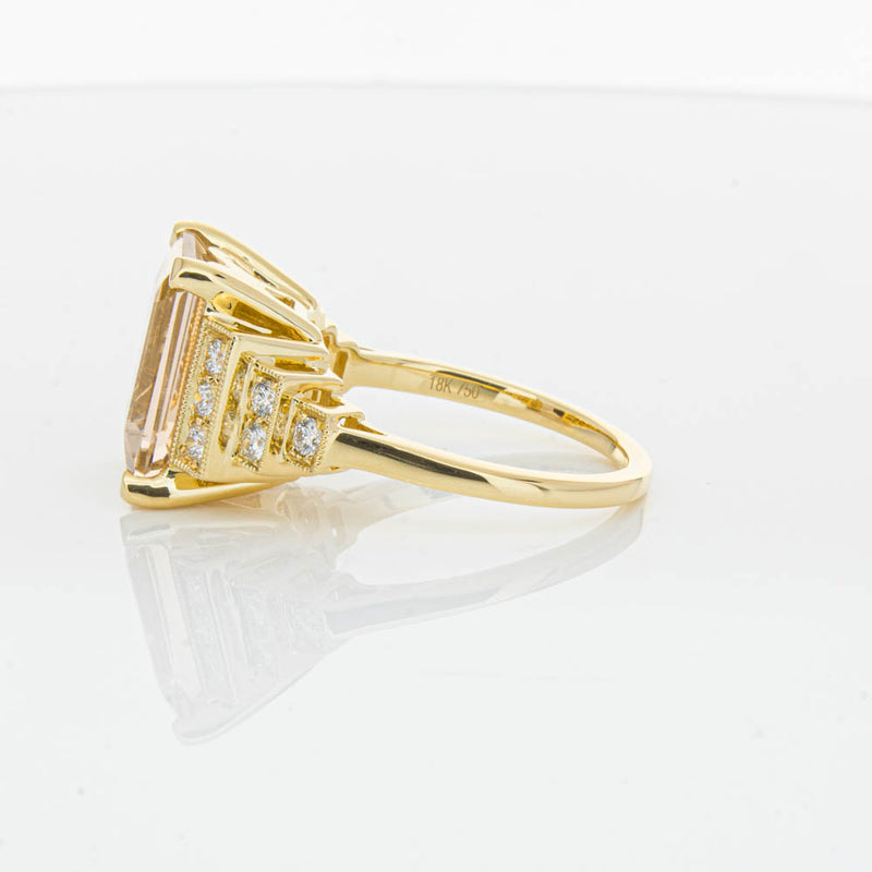 18ct Yellow Gold Morganite & Diamond Maya Ring-Ring-Walker & Hall