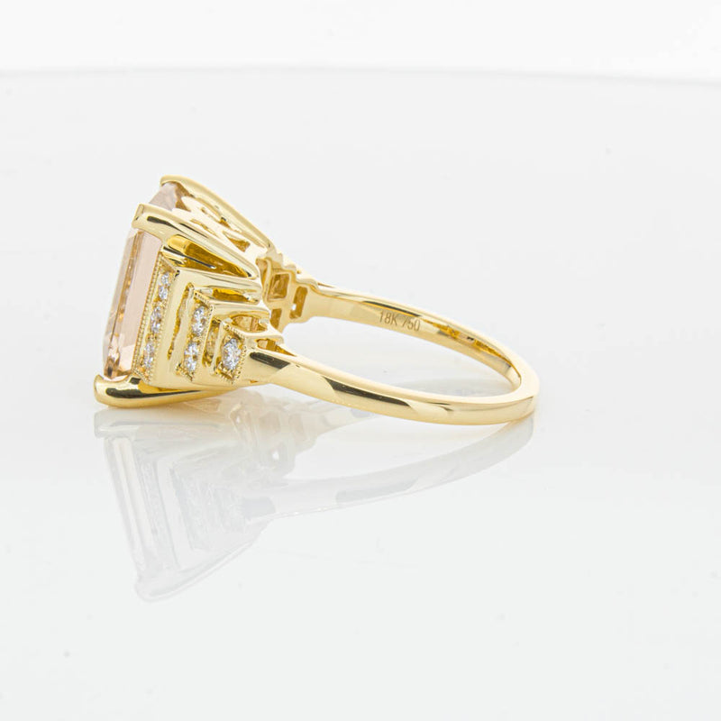 18ct Yellow Gold Morganite & Diamond Maya Ring-Ring-Walker & Hall