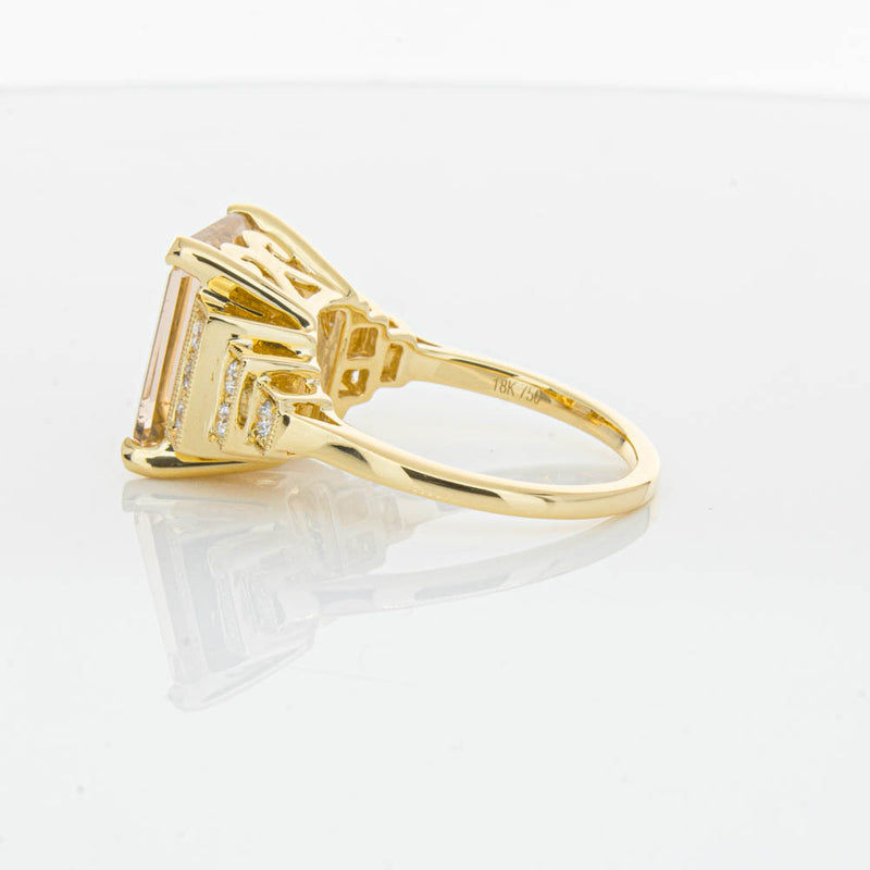 18ct Yellow Gold Morganite & Diamond Maya Ring-Ring-Walker & Hall