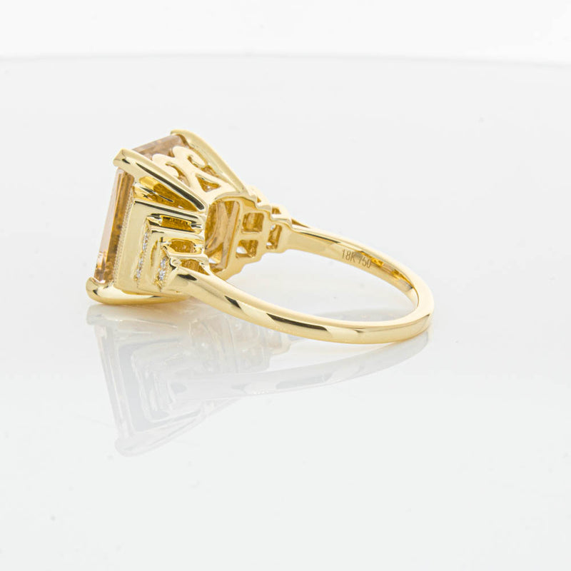 18ct Yellow Gold Morganite & Diamond Maya Ring-Ring-Walker & Hall