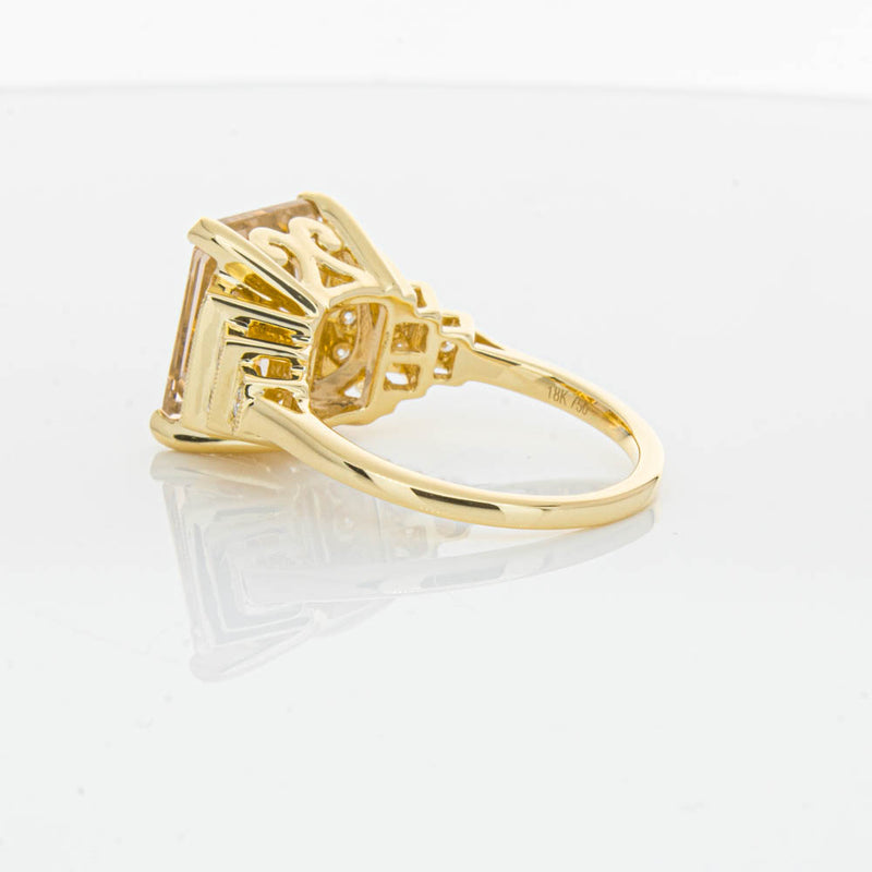 18ct Yellow Gold Morganite & Diamond Maya Ring-Ring-Walker & Hall