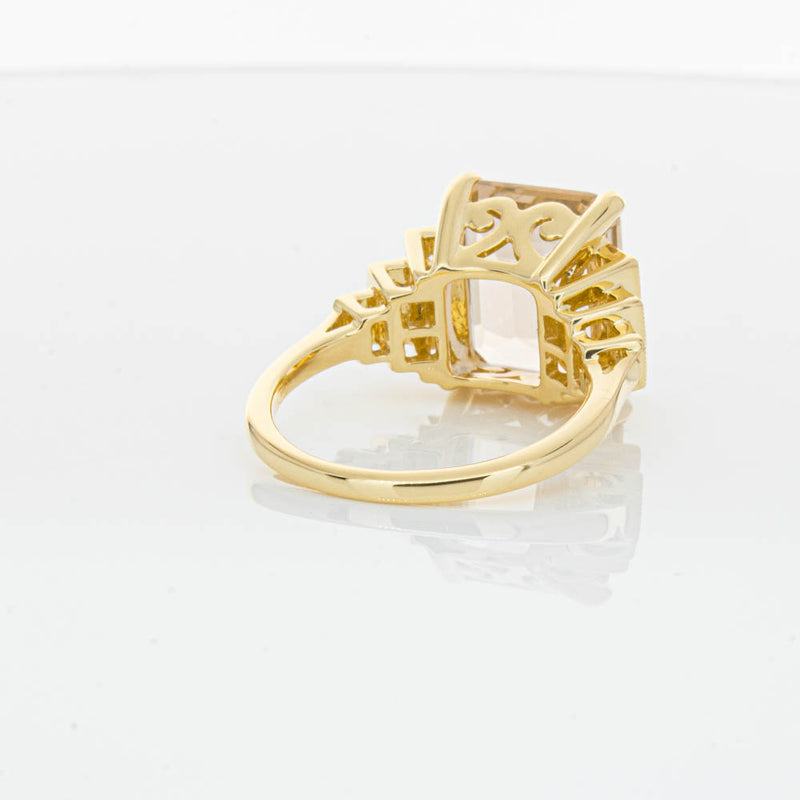 18ct Yellow Gold Morganite & Diamond Maya Ring-Ring-Walker & Hall