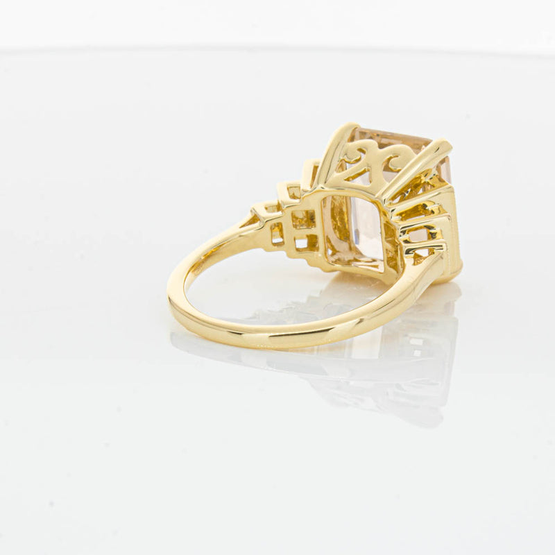 18ct Yellow Gold Morganite & Diamond Maya Ring-Ring-Walker & Hall