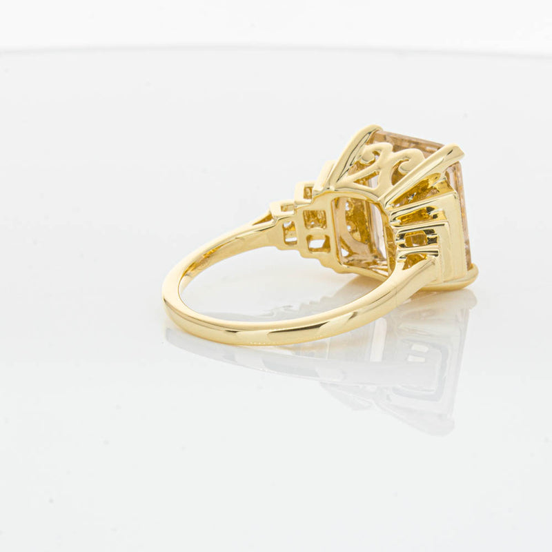 18ct Yellow Gold Morganite & Diamond Maya Ring-Ring-Walker & Hall