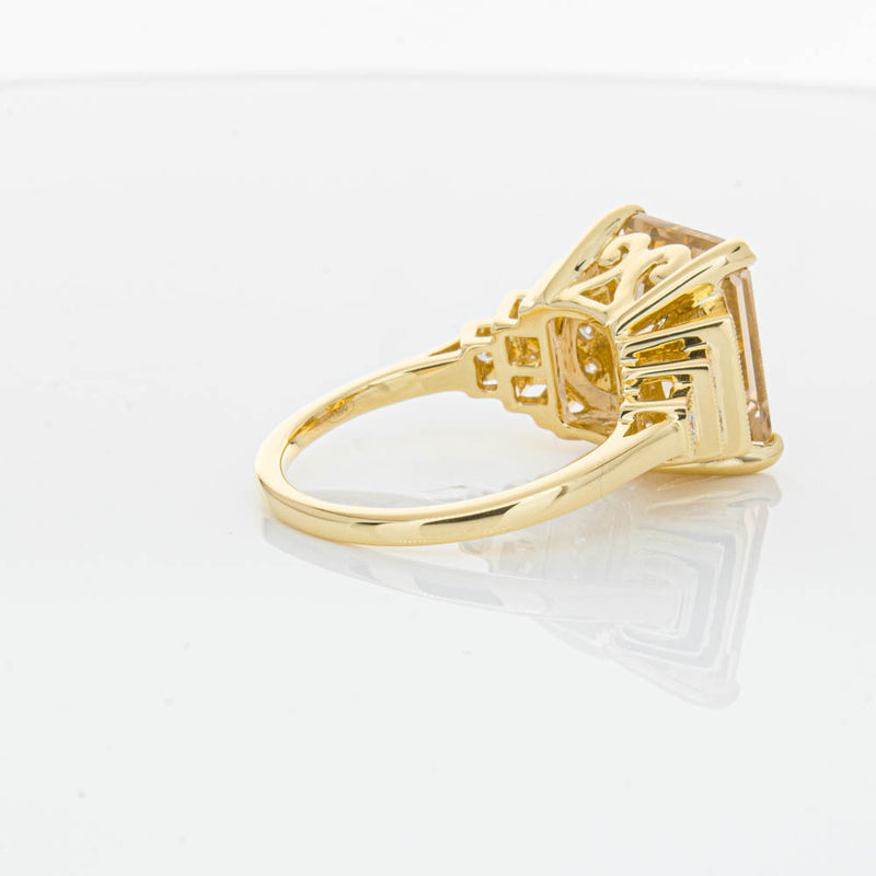 18ct Yellow Gold Morganite & Diamond Maya Ring-Ring-Walker & Hall