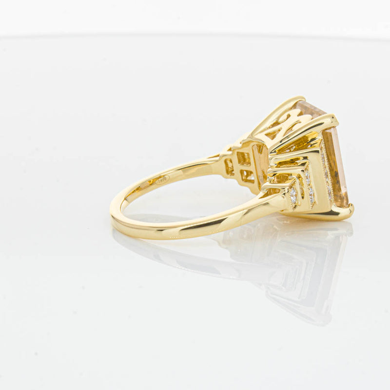 18ct Yellow Gold Morganite & Diamond Maya Ring-Ring-Walker & Hall