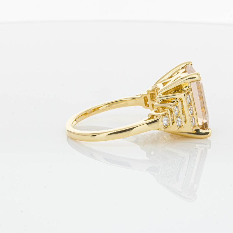 18ct Yellow Gold Morganite & Diamond Maya Ring-Ring-Walker & Hall