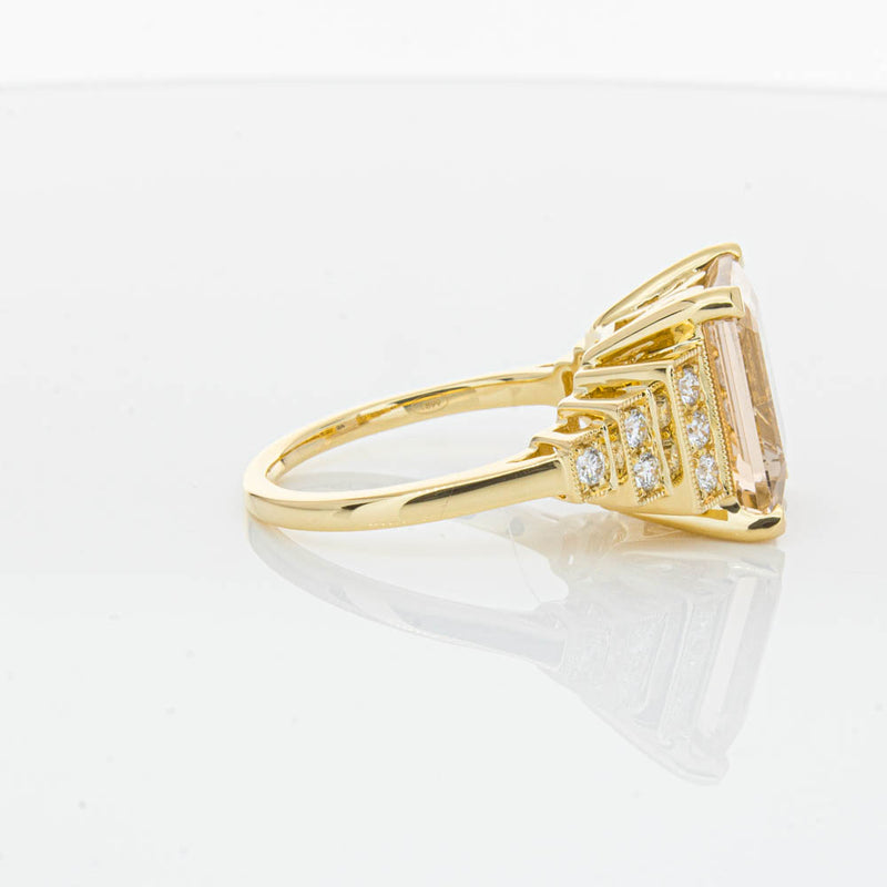18ct Yellow Gold Morganite & Diamond Maya Ring-Ring-Walker & Hall