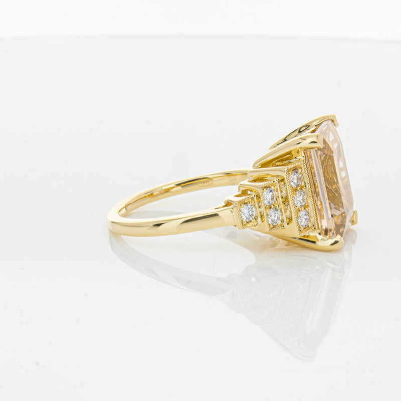 18ct Yellow Gold Morganite & Diamond Maya Ring-Ring-Walker & Hall