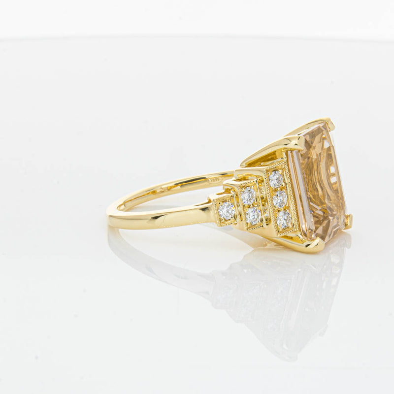 18ct Yellow Gold Morganite & Diamond Maya Ring-Ring-Walker & Hall