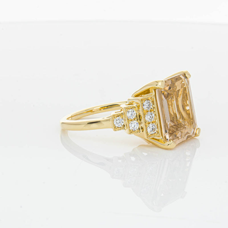 18ct Yellow Gold Morganite & Diamond Maya Ring-Ring-Walker & Hall