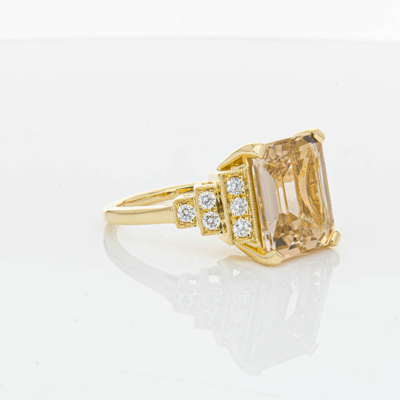 18ct Yellow Gold Morganite & Diamond Maya Ring-Ring-Walker & Hall