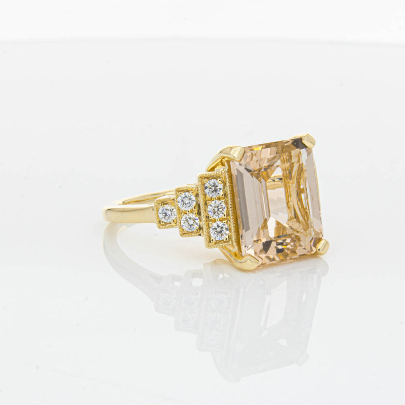 18ct Yellow Gold Morganite & Diamond Maya Ring-Ring-Walker & Hall