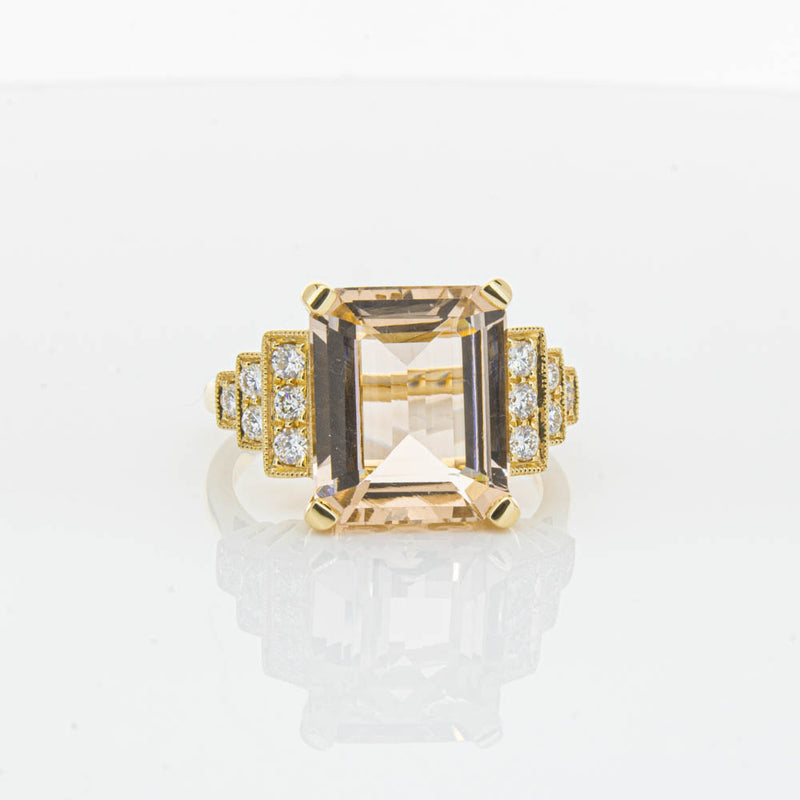 18ct Yellow Gold Morganite & Diamond Maya Ring-Ring-Walker & Hall