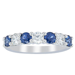 18ct White Gold .90ct Sapphire & Diamond Panorama Ring - Ring - Walker & Hall