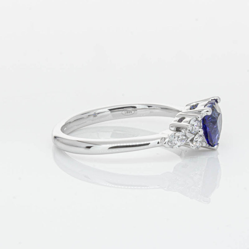 18ct White Gold 1.15ct Sapphire & Diamond Oriana Ring-Ring-Walker & Hall