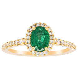 18ct Yellow Gold .83ct Emerald & Diamond Mini Sierra Ring - Ring - Walker & Hall
