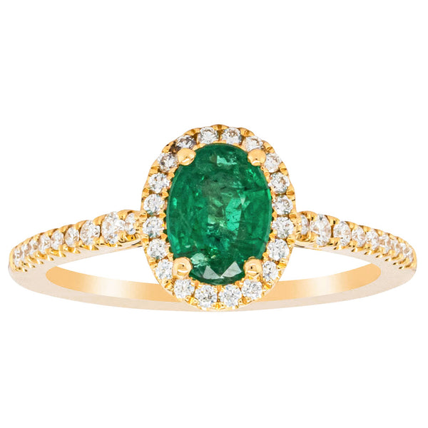 18ct Yellow Gold .83ct Emerald & Diamond Mini Sierra Ring - Ring - Walker & Hall